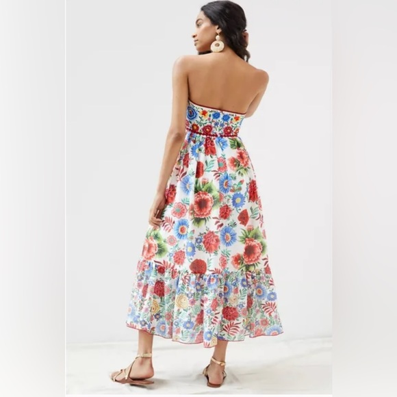 Floral Embroidered Midi Dress Anthropologie - Picture 2 of 8